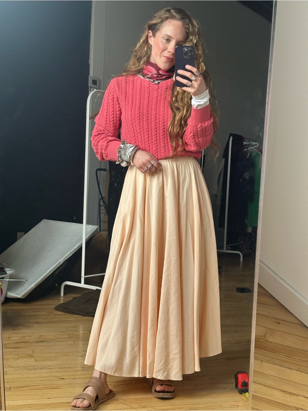Vintage light Peach Maxi Skirt